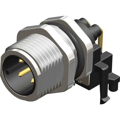 RS PRO Circular Connector 4 Contacts Panel Mount M12 Plug Male IP67 Brass Gold Plated CPM12 Series 201-7208