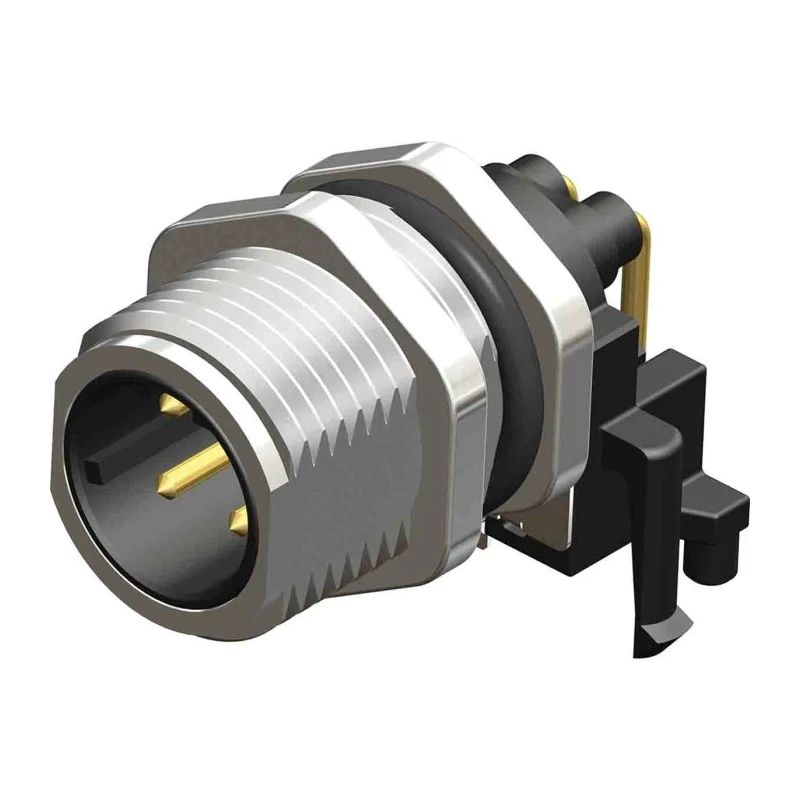 RS PRO Circular Connector 4 Contacts Panel Mount M12 Plug Male IP67 Brass Gold Plated CPM12 Series 201-7208