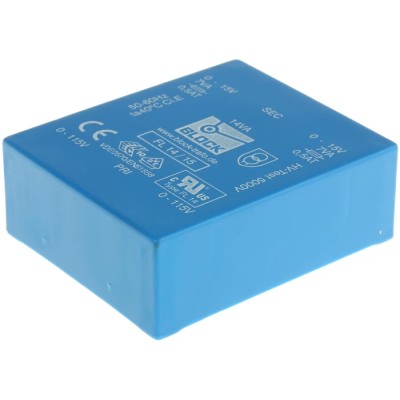 Block PCB Transformer Dual Secondary 15 V ac 2 Output Pin 115/230 V ac, 5000V Isolation FL 14/15