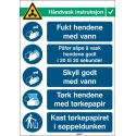 Brady Safety Wall Chart Polypropylene Hand Wash Instructions Norwegian Text 371mm x 262mm HAND WASH INST-PP-NO