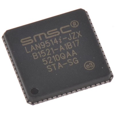Microchip Ethernet Controller 3.3 V 480 Mbps, Full Duplex/Half Duplex, 64-Pin QFN LAN9514I-JZX