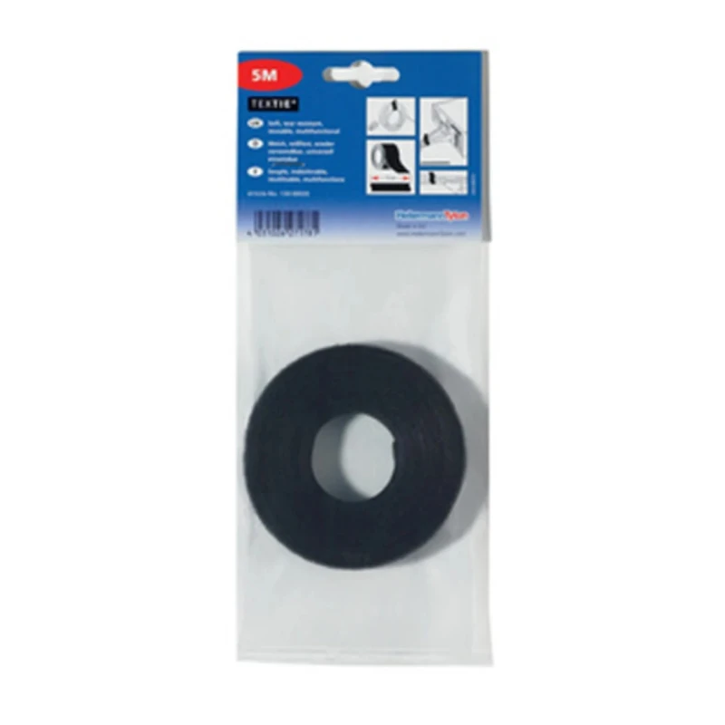 HellermannTyton Cable Tie Hook & Loop 1 m x 13mm Black Polyamide Polypropylene 130-00008 TEXTIE 1M-PA66/PP-BK