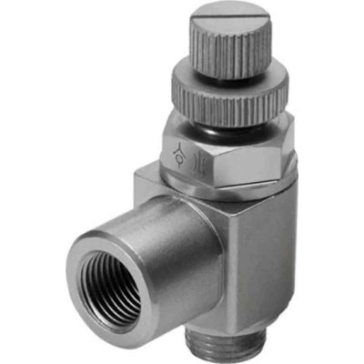 Festo Pressure Relief Flow Control Valve 10 bar Operating Pressure Threaded G 1/4 Male Thread GRLA-1/4-RS-B