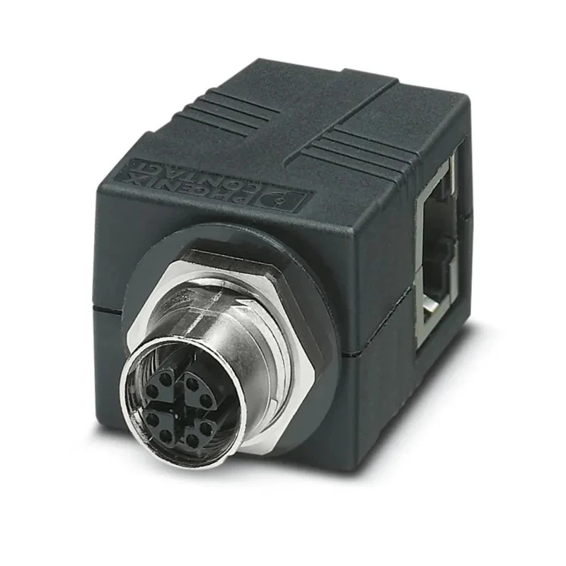 Phoenix Contact VS-BH-M12FSX-10G-RJ45 Series RJ45 Connector Female, Rear Mount, Cat6a Unshielded Right Angle 1 Port 1404548