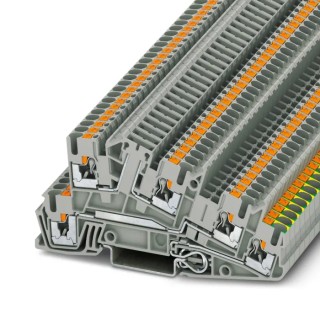 Phoenix Contact PTI 2.5-PE/L/TG Series Earth Terminal Block Grey, 4mm², 3-Level, Push-in 3213960
