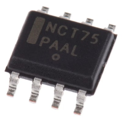 onsemi Digital Output Temperature Sensor Surface Mount Serial-I2C SMBus ±1°C 8-Pin SOIC NCT75DR2G