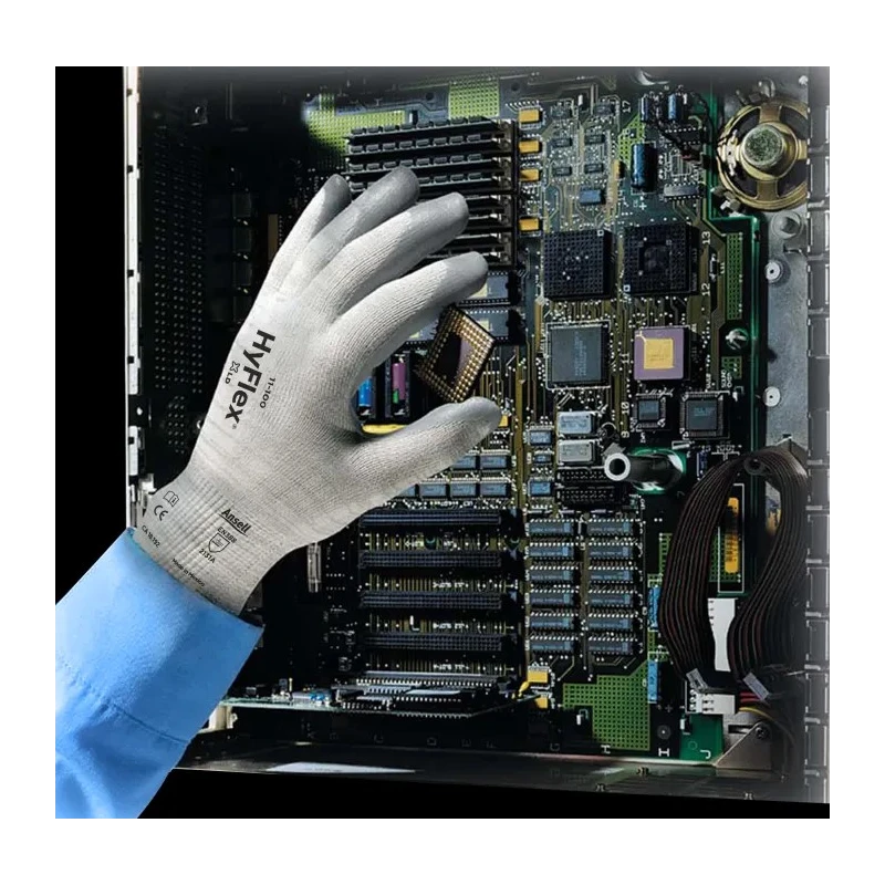 Ansell Nylon Anti-Static Gloves Size 9, Reusable, Nitrile Foam Coating, Touchscreen Compatible 11100090