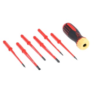 Bahco Pozidriv Interchangeable Insulated Screwdriver Set, 7-Piece 808062