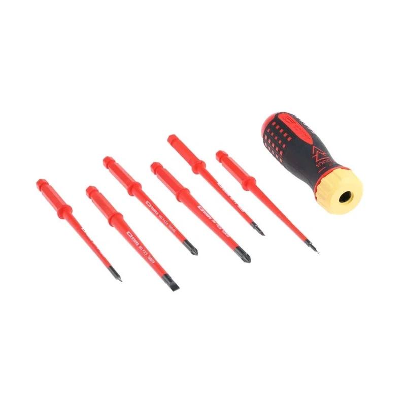 Bahco Pozidriv Interchangeable Insulated Screwdriver Set, 7-Piece 808062