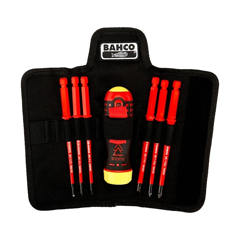 Bahco Pozidriv Interchangeable Insulated Screwdriver Set, 7-Piece 808062
