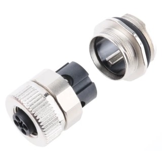 binder Industrial Circular Connector 4 Contacts Panel Mount Socket Female M12 Connector IP67 813 Series 99-0634-500-04