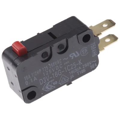 Omron Pin Plunger Micro Switch Quick Connect Terminal 16A 250V ac SPCO IP40 D3V-16G-1C25-K