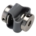 Huco Steel Flexible Coupler 27 mm Diameter, 27 mm Length, 6 mm Bore A & B, Set Screw Style, Flex-P Series 047.10.2222.RS
