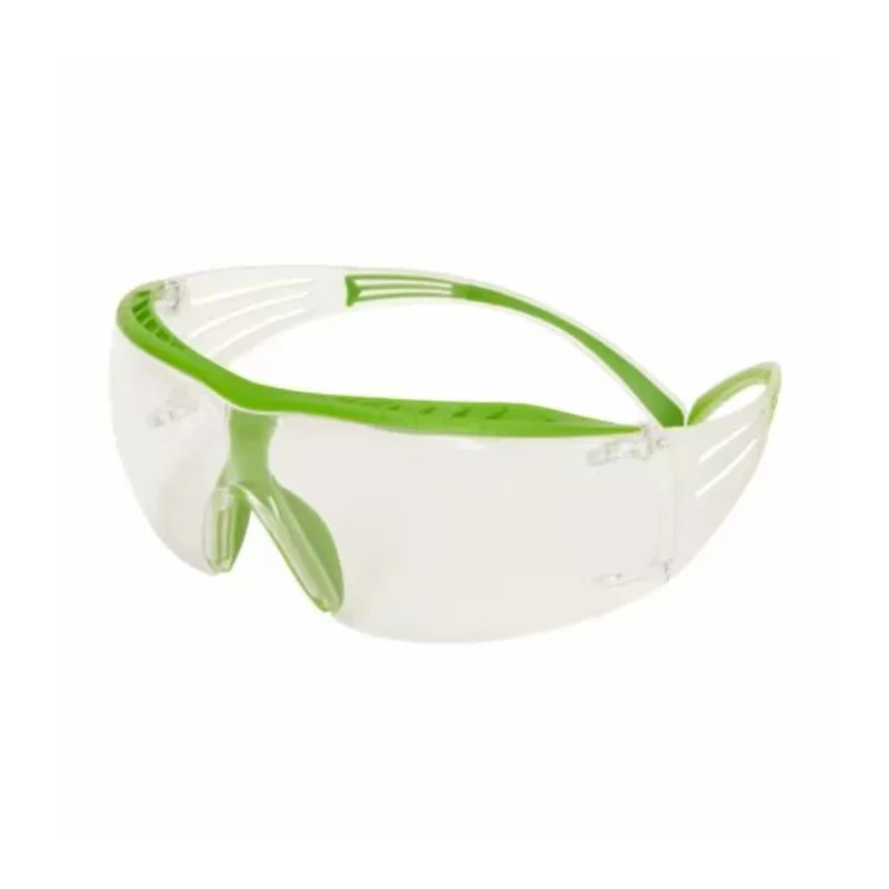 3M SecureFit Series Safety Glasses, Anti-Scratch, Anti-Fog Coating, Clear Lens, Plastic Frame SF401XSGAF-GRN
