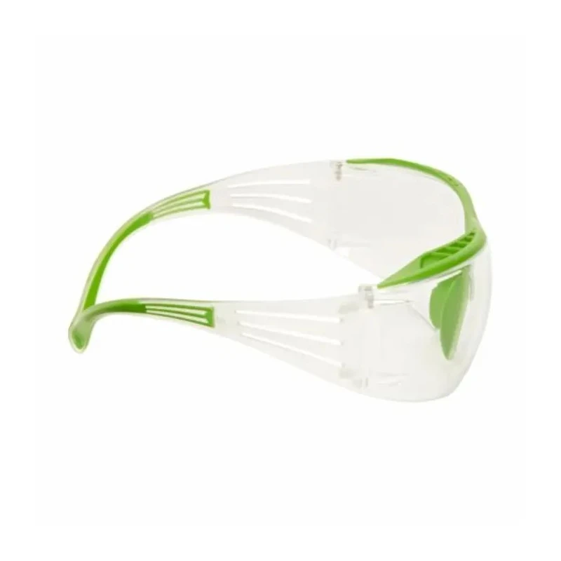 3M SecureFit Series Safety Glasses, Anti-Scratch, Anti-Fog Coating, Clear Lens, Plastic Frame SF401XSGAF-GRN