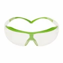 3M SecureFit Series Safety Glasses, Anti-Scratch, Anti-Fog Coating, Clear Lens, Plastic Frame SF401XSGAF-GRN