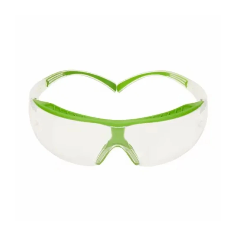 3M SecureFit Series Safety Glasses, Anti-Scratch, Anti-Fog Coating, Clear Lens, Plastic Frame SF401XSGAF-GRN