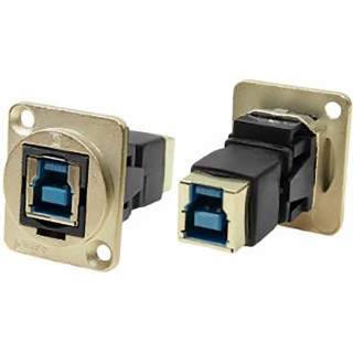 RS PRO USB 3.0 Feedthrough USB Type B to B Panel Mount Connector, Straight, Female/Female, 1.8A, IP40 Rating IP40