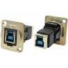 RS PRO USB 3.0 Feedthrough USB Type B to B Panel Mount Connector, Straight, Female/Female, 1.8A, IP40 Rating IP40