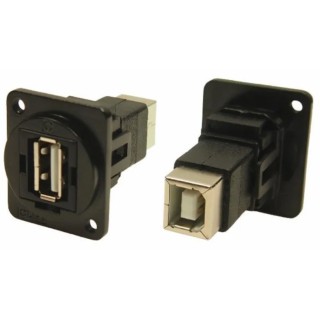 RS PRO Feedthrough USB Connector USB Type A to B Panel Mount Female 1 Port IP40 30V AC 1.5A USB 2.0 203-5576