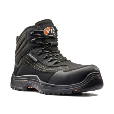 V12 Footwear Black Non-Metal Toe Capped Unisex Safety Boots Size EU37 SRC Slip Resistant EN ISO 20345:2011 V1501.01/04