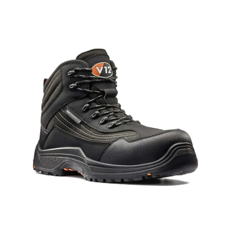 V12 Footwear Black Non-Metal Toe Capped Unisex Safety Boots Size EU37 SRC Slip Resistant EN ISO 20345:2011 V1501.01/04
