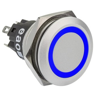 EAO 82 Series Illuminated Push Button Switch, Momentary, Panel Mount, 22 mm Cutout, SPDT, Blue LED, IP65 IP67 82-6551.1126