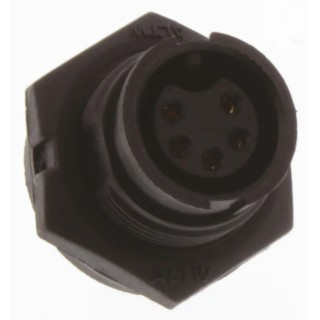 Amphenol Industrial Industrial Circular Connector Panel Mount 5 Contacts 5A 500V Nylon Housing Socket BD-05PMFS-LC7001