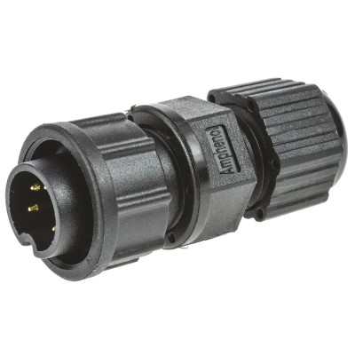 Amphenol Industrial Circular Connector Panel Mount Plug Male 5 Contacts 500V 5A IP67 Nylon Housing BD-05BFMA-LL7001