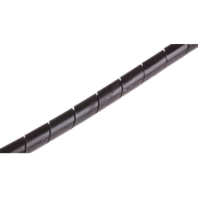 RS PRO Spiral Cable Wrap Black Polyethylene 15 mm Maximum Bundle Diameter, 4.5 mm Maximum Cable Diameter Model 811-7651