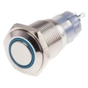 RS PRO Illuminated Push Button Switch Latching Panel Mount 16 mm Cutout SPDT Blue LED IP65 IP67 250V AC 811-8386