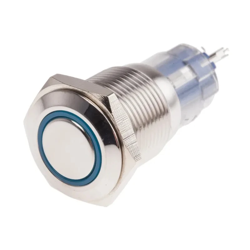 RS PRO Illuminated Push Button Switch Latching Panel Mount 16 mm Cutout SPDT Blue LED IP65 IP67 250V AC 811-8386