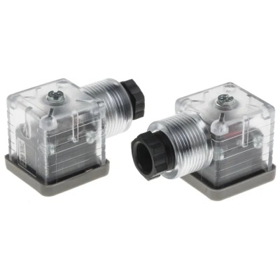 RS PRO ME-309/SL 3+E DIN 43650 A Solenoid Valve Connector Female Indicator Light, 10A, 250V AC, Transparent, IP65 811-8336