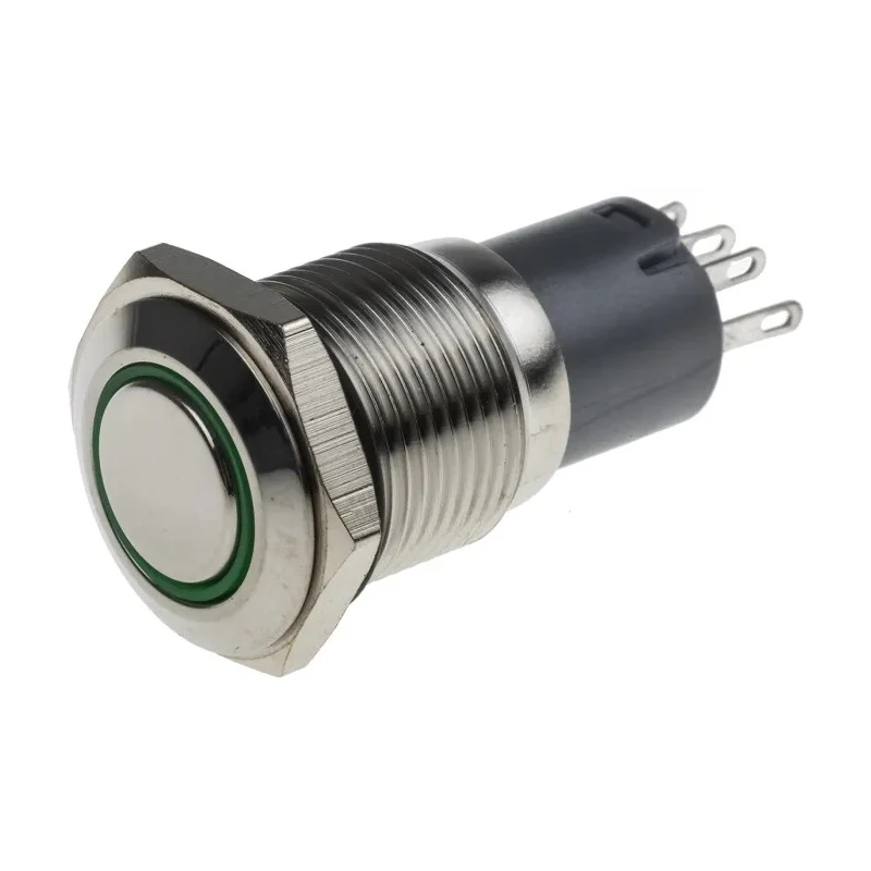 RS PRO Illuminated Push Button Switch, Latching, Panel Mount, 16 mm Cutout, SPDT, Green LED, IP65 IP67, 250 V ac 811-8405