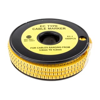 Partex Marking Systems RS PRO EC Slide-On Cable Marker Black Pre-printed "1" for 3 to 4.2 mm Cable EC Series 812-0802