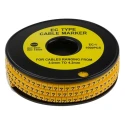 TE Connectivity EC Slide-On Cable Marker Black Pre-printed "7" Yellow, Fits 3-4.2 mm Cable, Polyvinyl Chloride 812-0824