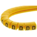 RS PRO EC Slide-On Cable Marker, Black Legend "D", Yellow Polyvinyl Chloride, 4.2 mm Max Cable Diameter, 3 mm Min 812-0846