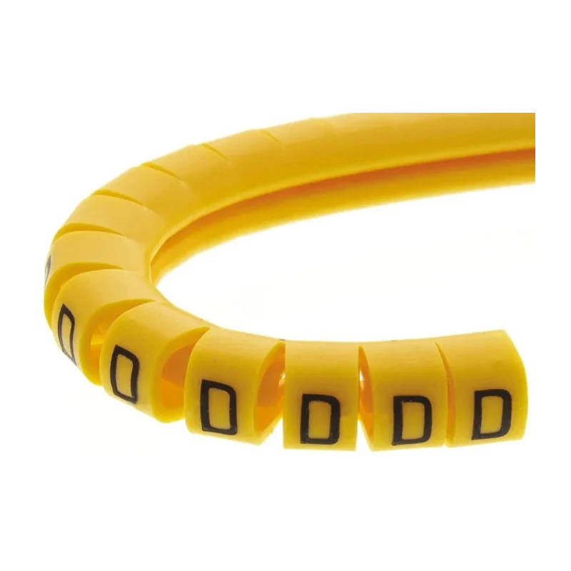 RS PRO EC Slide-On Cable Marker, Black Legend "D", Yellow Polyvinyl Chloride, 4.2 mm Max Cable Diameter, 3 mm Min 812-0846