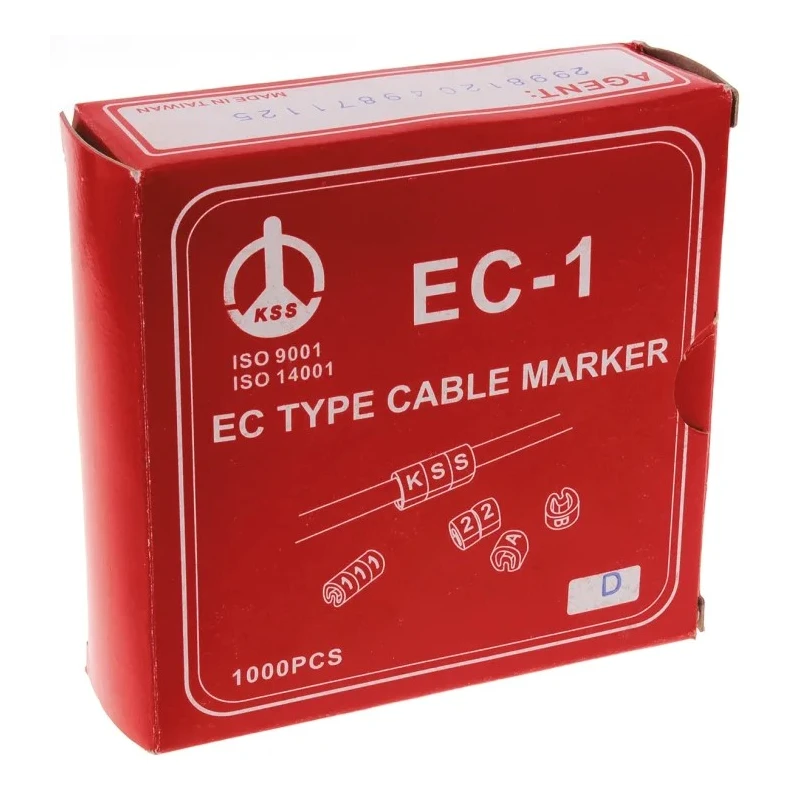 RS PRO EC Slide-On Cable Marker, Black Legend "D", Yellow Polyvinyl Chloride, 4.2 mm Max Cable Diameter, 3 mm Min 812-0846