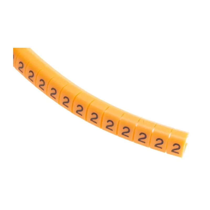RS PRO MB2 Snap-On Pre-Printed Cable Marker, Black Legend '2', Orange Marker for 4-5mm Cables 812-1398