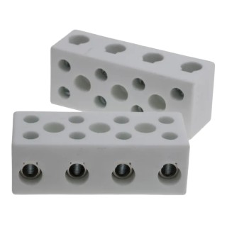 RS PRO CPO Series Non-Fused Terminal Block, 4-Way, 6AWG Wire, 76A Screw, Ceramic, 450V 813-3101