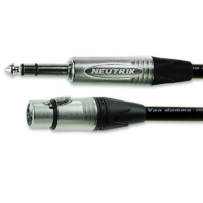 Van Damme Male 6.35 mm Stereo Jack to Female Jack XLR Cable, Black, 3 m 101-033-301
