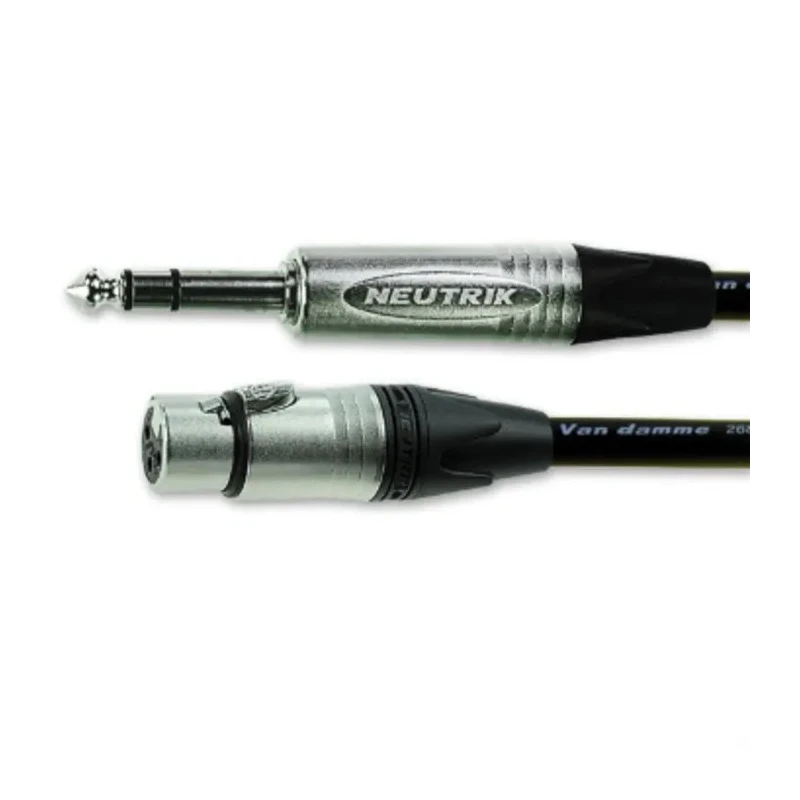 Van Damme Male 6.35 mm Stereo Jack to Female Jack XLR Cable, Black, 3 m 101-033-301
