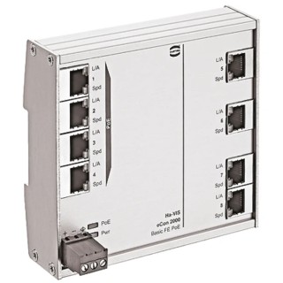 HARTING Unmanaged Ethernet Switch 8 Ports Full Gigabit PoE/PoE+ DIN Rail Mount 24020080020