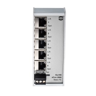 HARTING Unmanaged 5 Port Fast Ethernet Switch for DIN Rail Mounting 9-60 VDC Power 24020050010