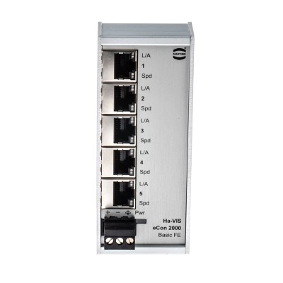 HARTING Unmanaged 5 Port Fast Ethernet Switch for DIN Rail Mounting 9-60 VDC Power 24020050010
