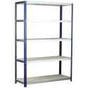RS PRO Blue 5 Shelf Chipboard Galvanised Steel Shelving System 1.8 m x 900 mm x 600 mm 265 kg Load 813-3228