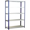RS PRO Blue 5 Shelf Chipboard Galvanised Steel Shelving System 1.8 m x 900 mm x 600 mm 265 kg Load 813-3228
