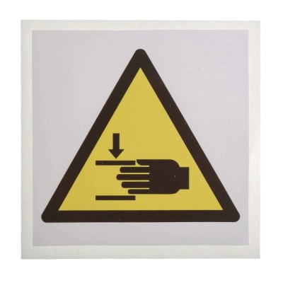 RS PRO Black, Yellow, White Vinyl Safety Label Symbol Crushing of Hands 100 mm x 100 mm 813-4454