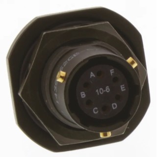 Amphenol Limited MIL Spec Circular Connector Brass Straight 6 Way Panel Mount Female Contacts Shell Size 10 62GB-57A10-06SN